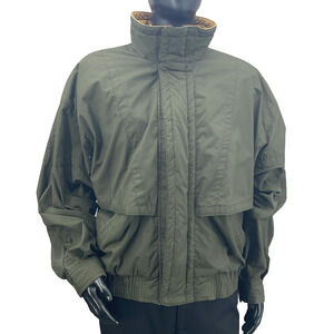 Vtg 80-90s Marc by Andrew Marc Mens XL Bomber Jacket Olive Green Mustard Collar